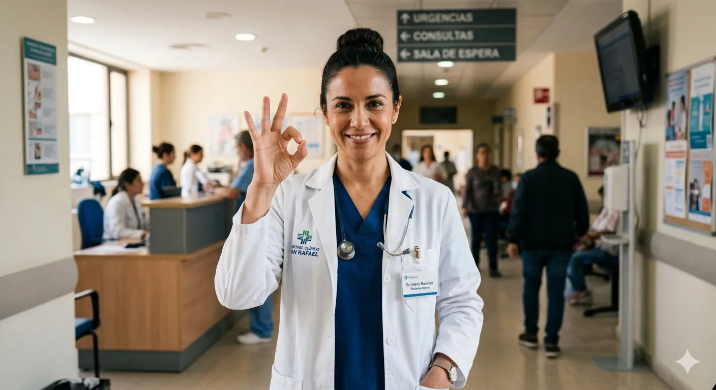 Enfermera tomando la mano de un paciente — acompañamiento médico humano